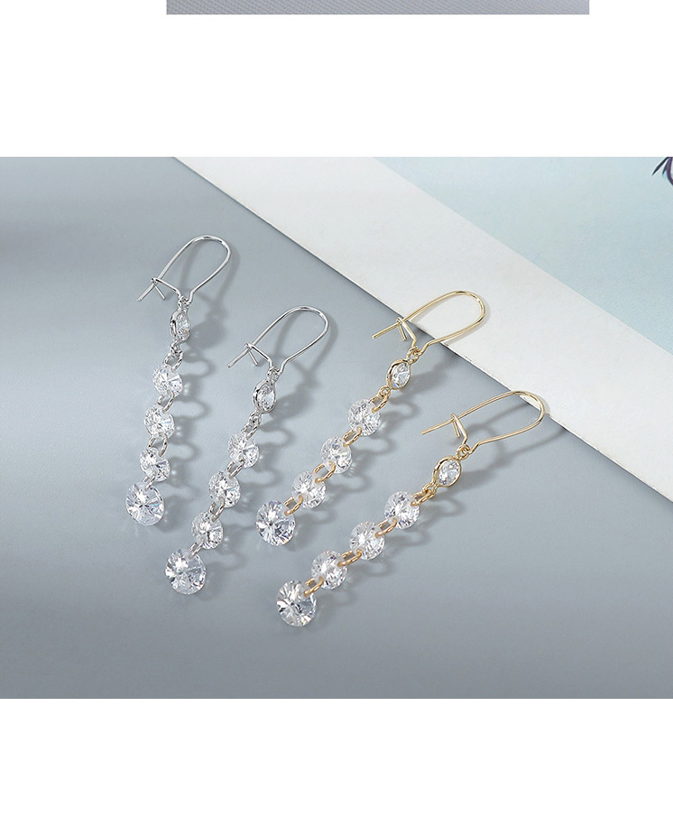 Fashion Platinum Geometrical Alloy Earrings With Zircon,Drop Earrings
