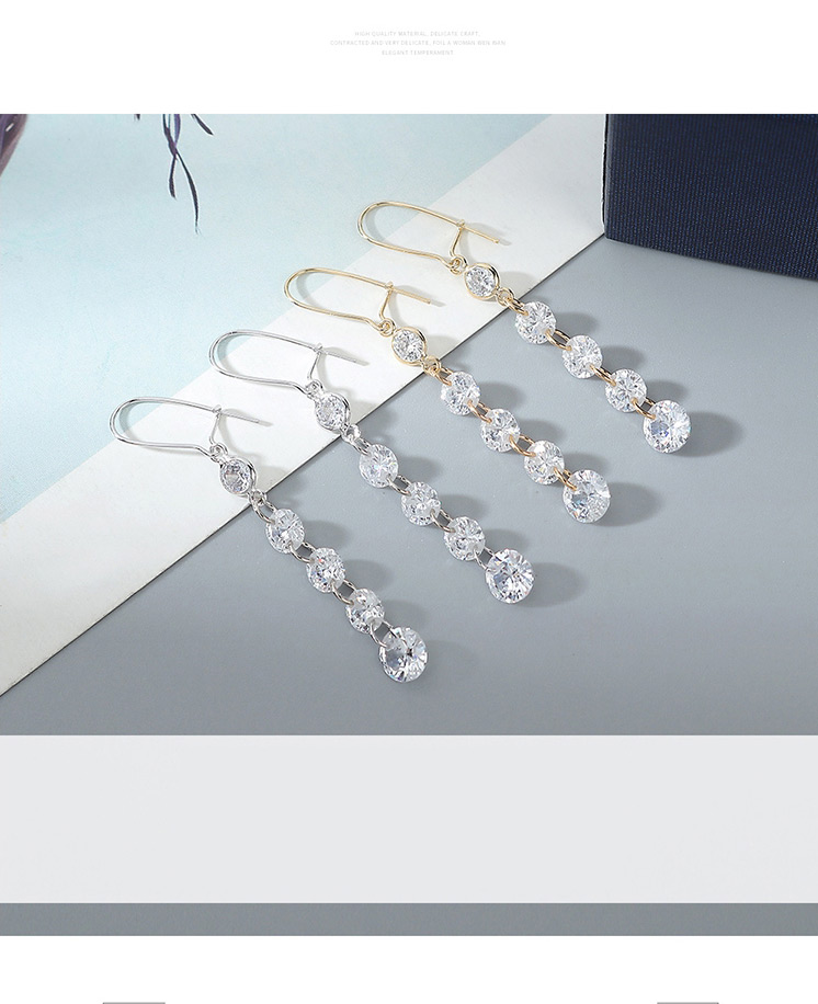 Fashion 14k Gold Geometrical Alloy Earrings With Zircon,Drop Earrings