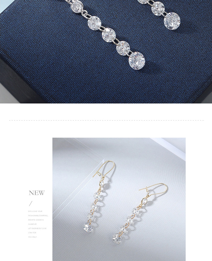 Fashion 14k Gold Geometrical Alloy Earrings With Zircon,Drop Earrings