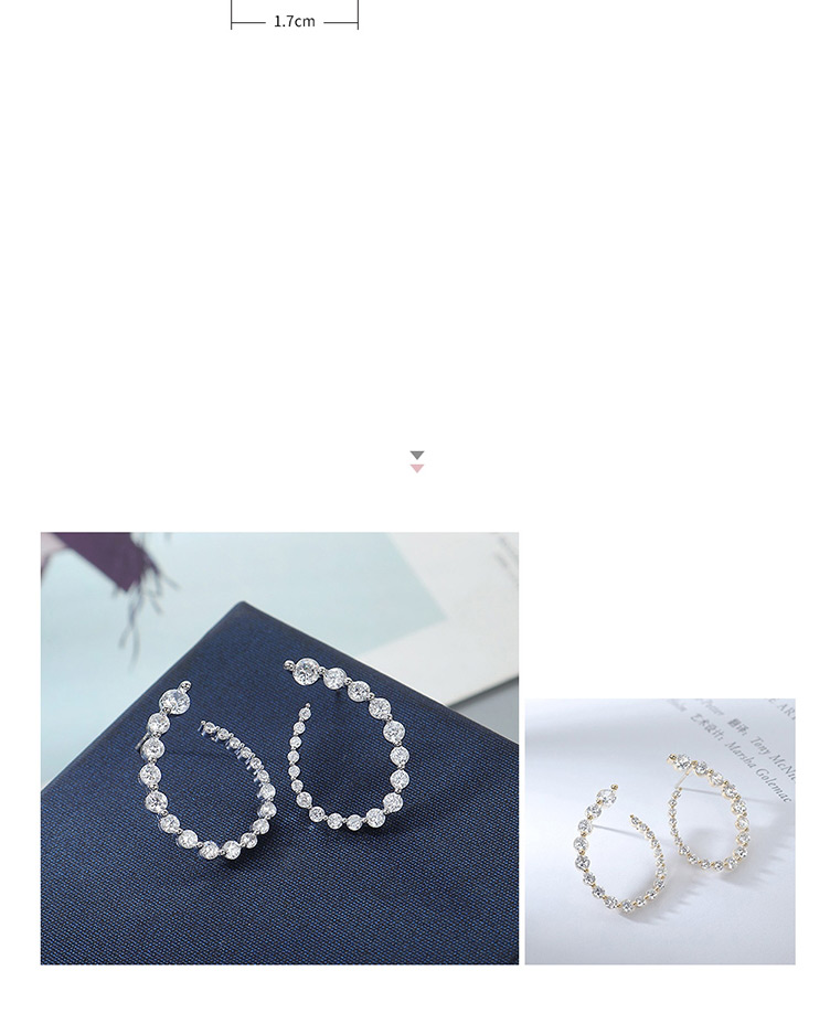Fashion Platinum Zircon-set Geometric Alloy Hollow Earrings,Stud Earrings