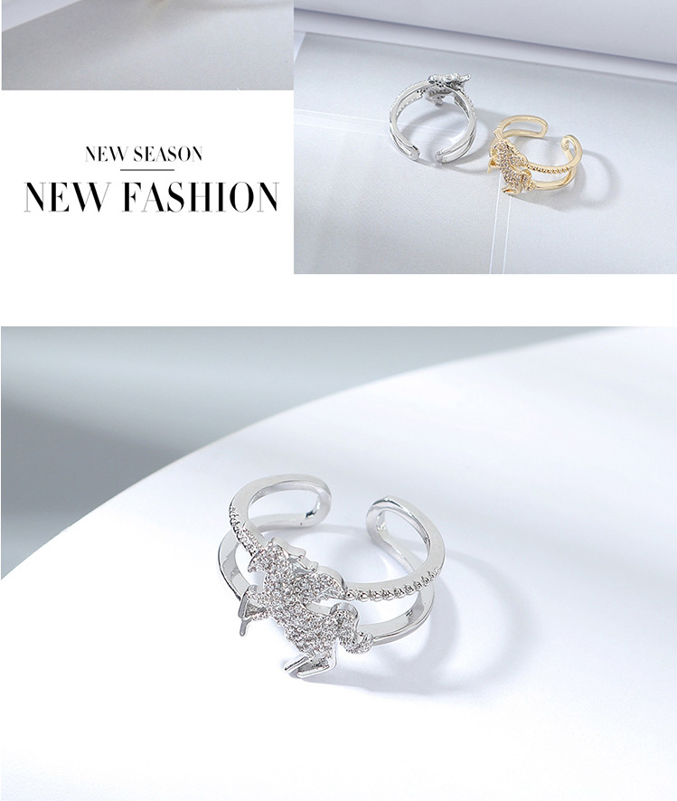 Fashion Platinum Openwork Ring With Zircon And Unicorn,Fashion Rings