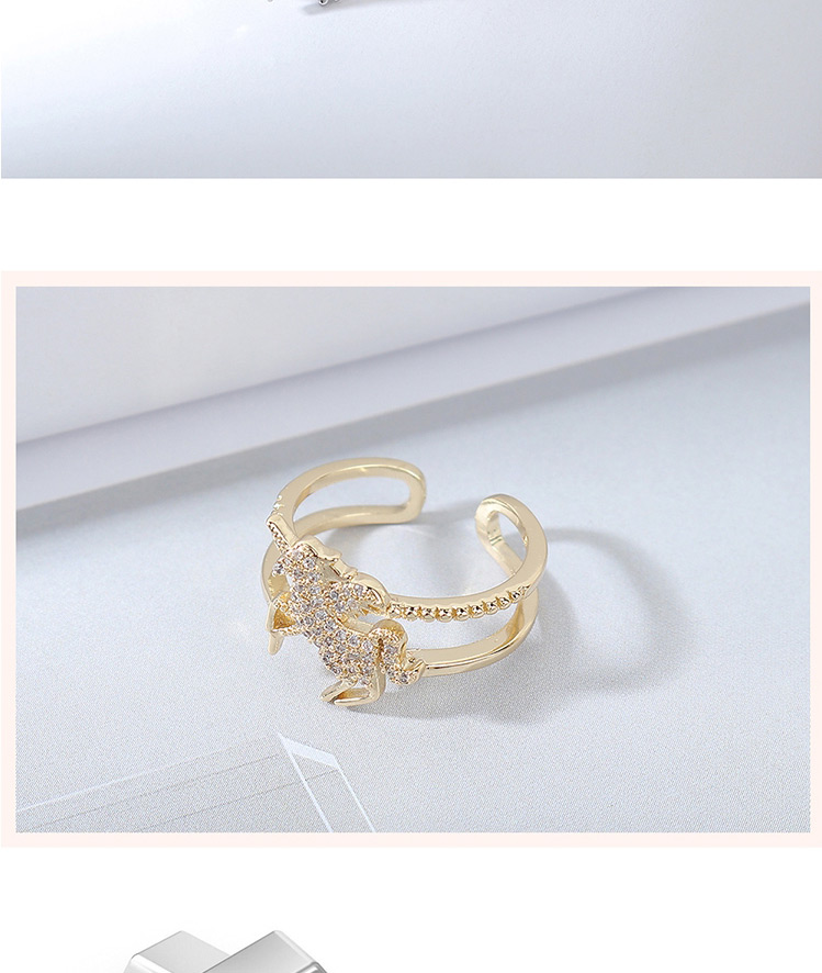 Fashion 14k Gold Openwork Ring With Zircon And Unicorn,Fashion Rings