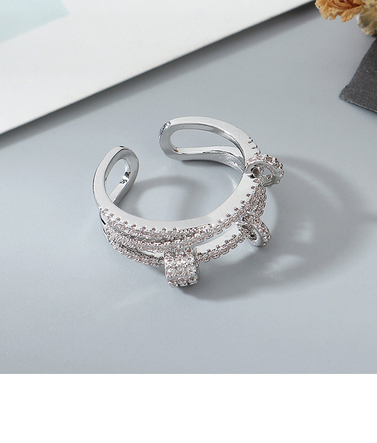 Fashion Platinum Zircon-set Geometric Openwork Ring,Fashion Rings