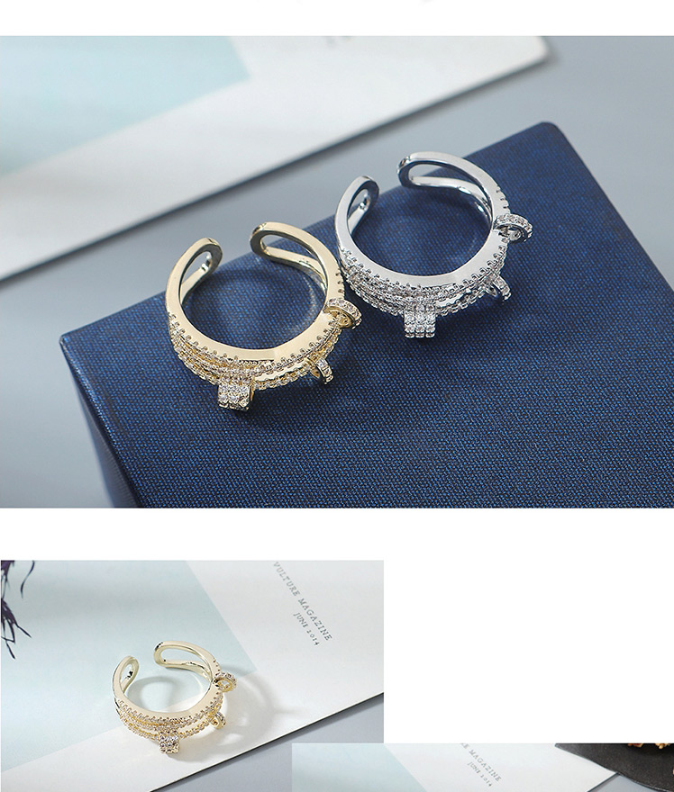 Fashion Platinum Zircon-set Geometric Openwork Ring,Fashion Rings
