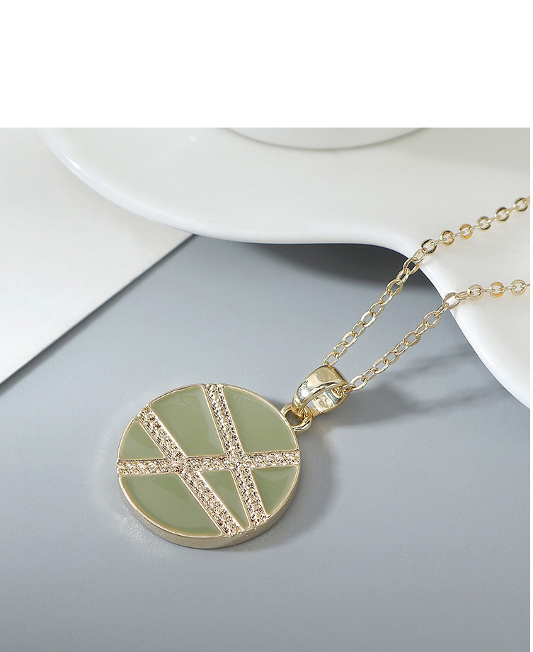 Fashion Red Real Gold Plated Oil Drop Geometric Round Necklace,Pendants
