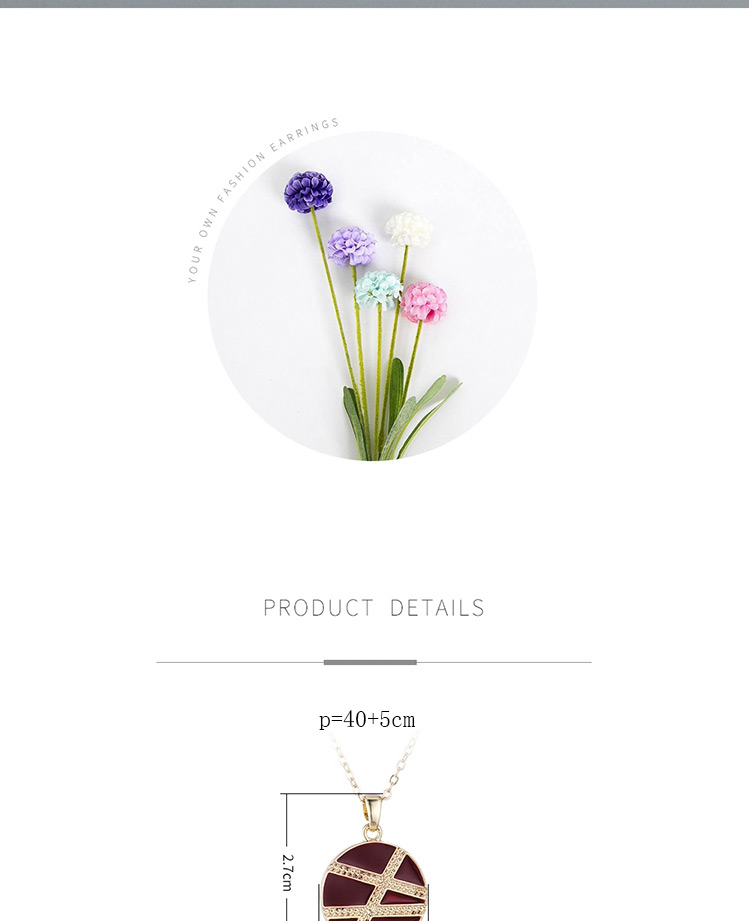 Fashion White Real Gold Plated Oil Drop Geometric Round Necklace,Pendants