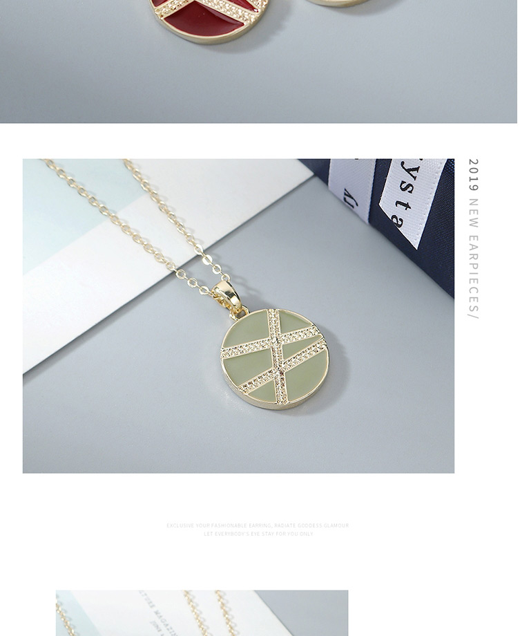 Fashion White Real Gold Plated Oil Drop Geometric Round Necklace,Pendants