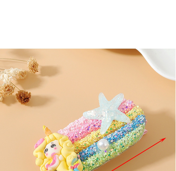 Fashion Color Mixing Mermaid Sequin Knitted Resin Starfish Hair Clip,Hairpins