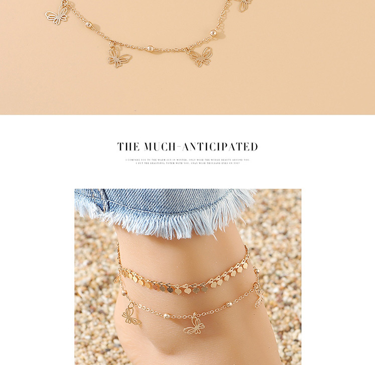 Fashion Golden Small Butterfly Double Anklet,Fashion Anklets