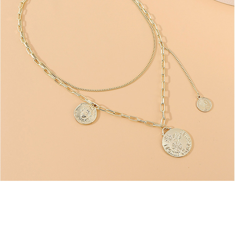 Fashion Golden Roman Head Double Necklace,Chains