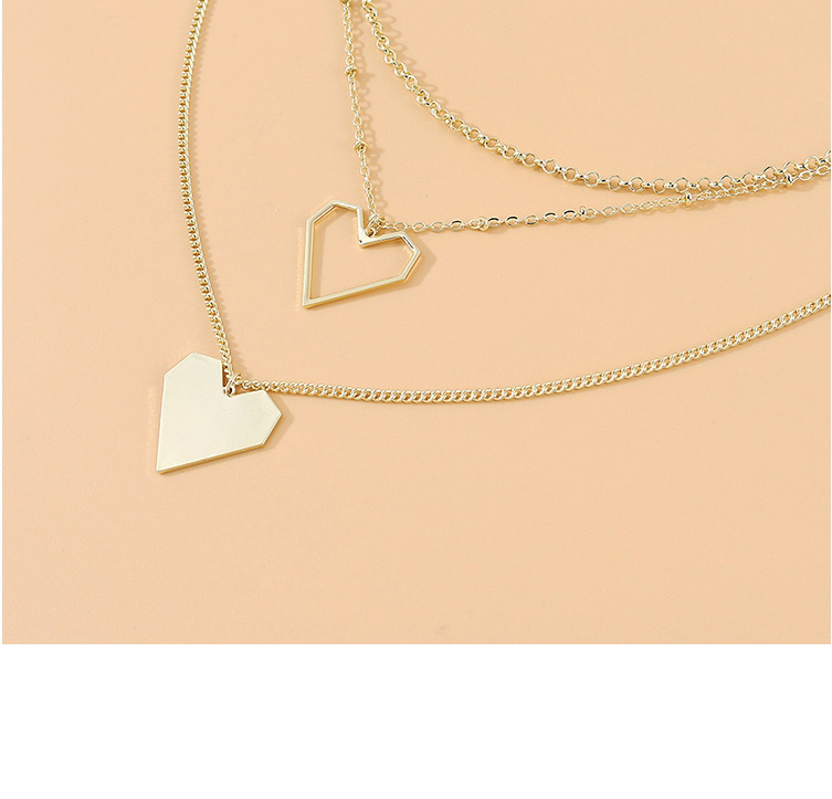 Fashion Golden Peach Heart Love Multilayer Necklace,Chains