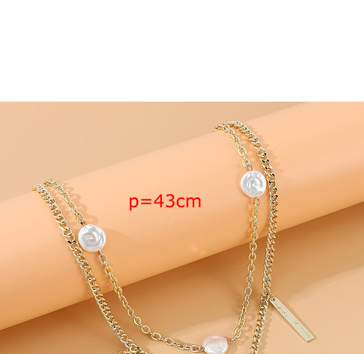 Fashion Golden Pearl Chain Pendant Double Necklace,Chains