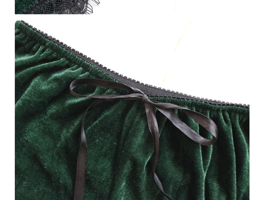 Fashion Green Sling Lace Stitching Pajamas Set,SLEEPWEAR & UNDERWEAR