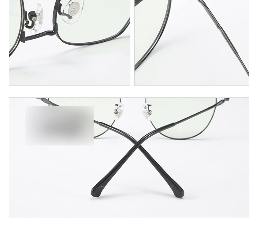Fashion Black Gold Frame-after Changing Color Black Gold Frame Tea Anti-fatigue And Anti-blue Light Non-degree Flat Mirror Glasses Frame,Glasses Accessories