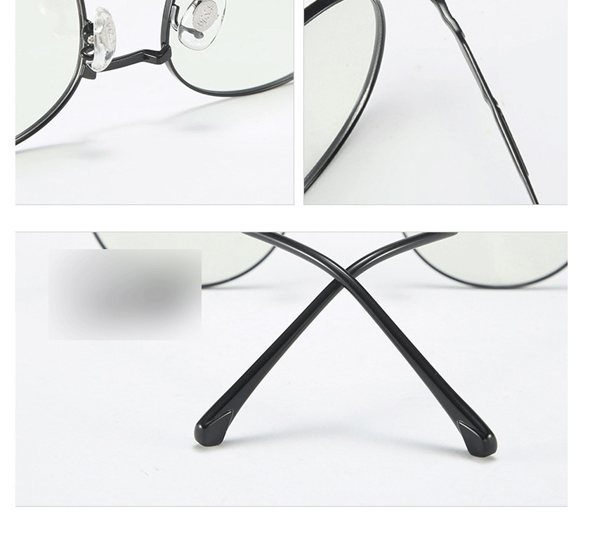 Fashion Silver Frame-after Changing Color Round Anti-radiation Color-changing Anti-blue Light Flat Mirror Glasses Frame,Glasses Accessories