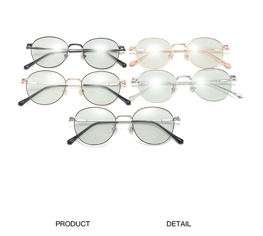 Fashion Gold Frame-after Changing Color Round Anti-radiation Color-changing Anti-blue Light Flat Mirror Glasses Frame,Glasses Accessories