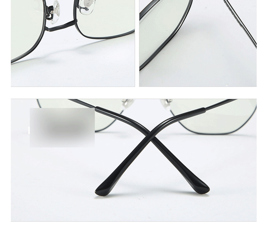 Fashion Black Silver Frame-after Changing Color Anti-radiation Polygon Irregular Color Changing Flat Mirror Glasses Frame,Glasses Accessories