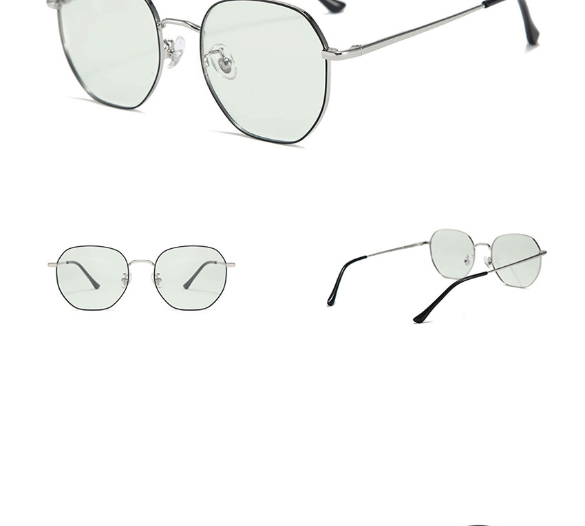 Fashion Silver Frame-after Changing Color Anti-radiation Polygon Irregular Color Changing Flat Mirror Glasses Frame,Glasses Accessories