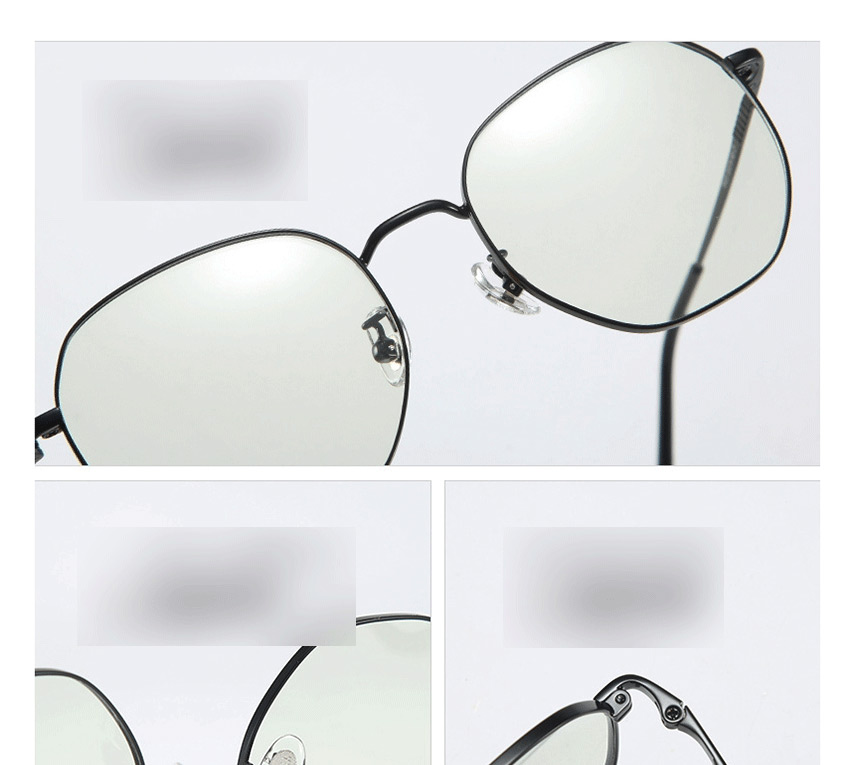 Fashion Black Silver Frame-after Changing Color Anti-radiation Polygon Irregular Color Changing Flat Mirror Glasses Frame,Glasses Accessories