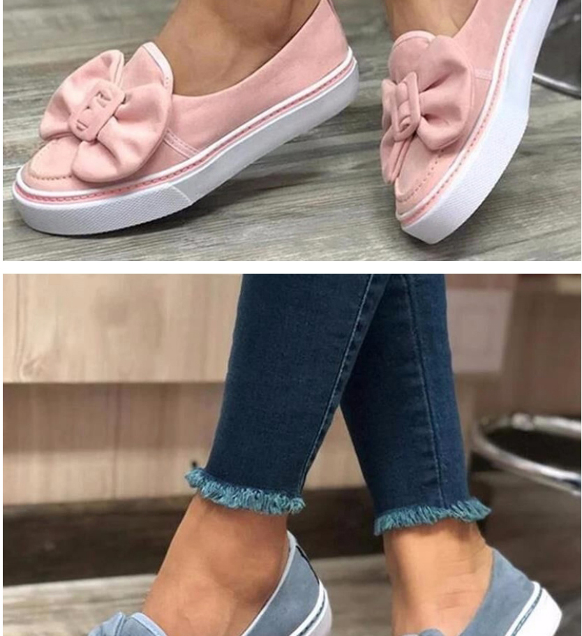 Fashion Blue Bow Flat Shoes,Slippers