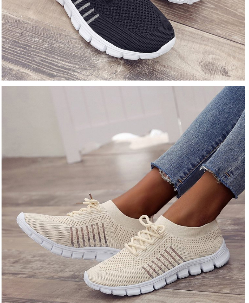 Fashion Black Mesh Breathable Lace-up Wedge Sneakers,Slippers