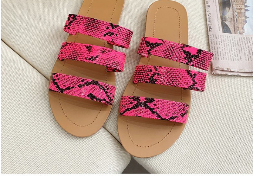Fashion White Snake Pattern Flat Sandals,Slippers