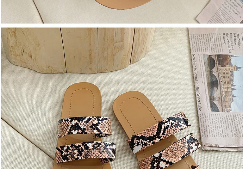Fashion Green Snake Pattern Flat Sandals,Slippers