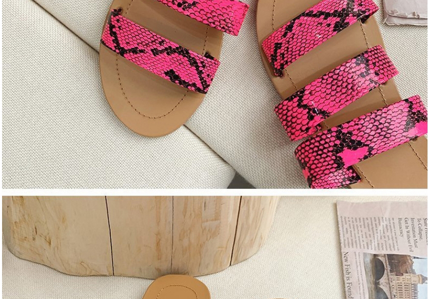Fashion Brown Snake Pattern Flat Sandals,Slippers