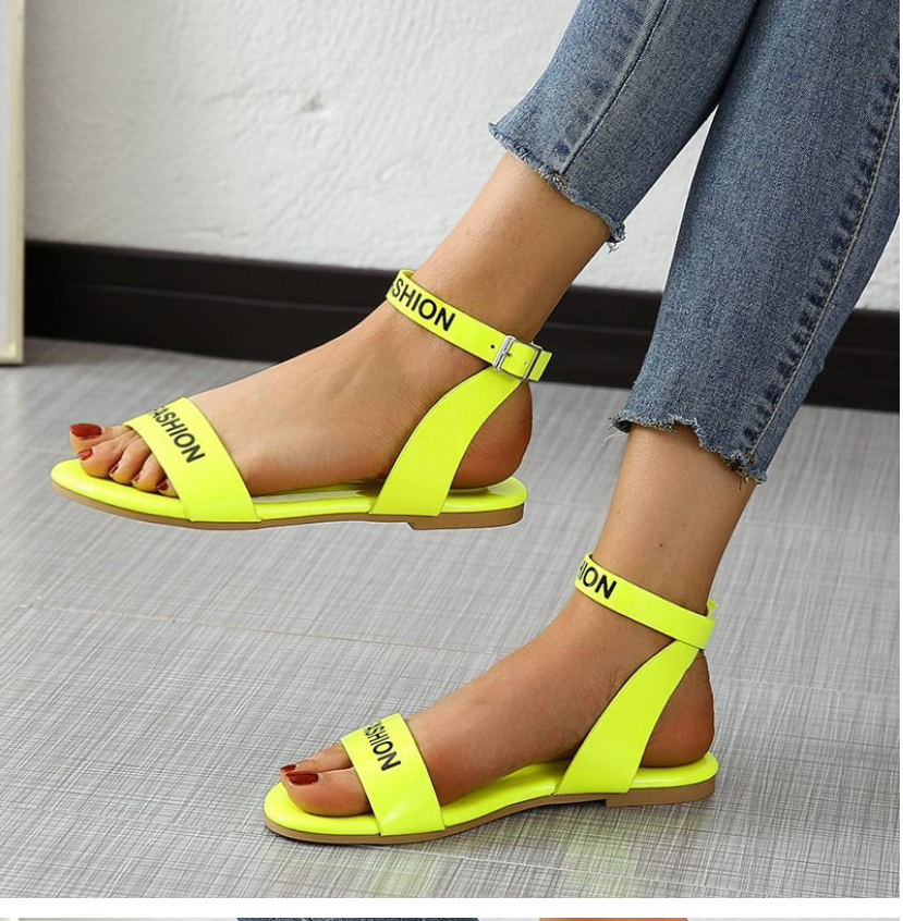 Fashion Rose Red Flat Buckle Sandals,Slippers