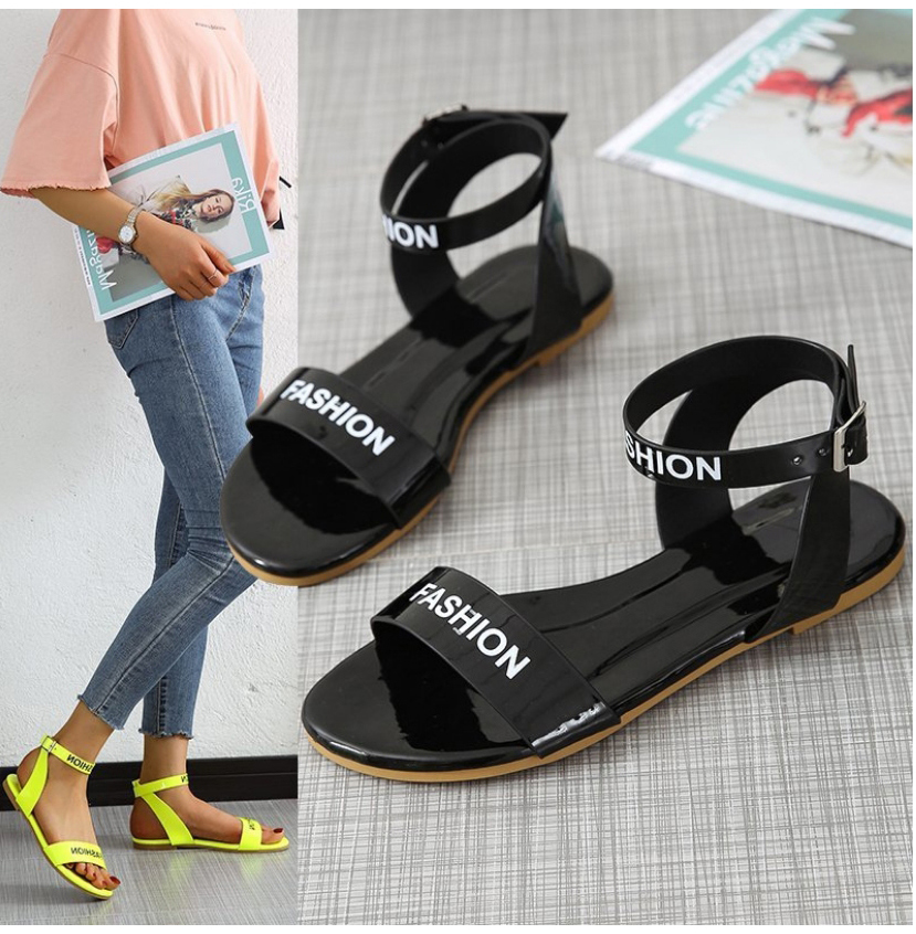 Fashion Yellow Flat Buckle Sandals,Slippers