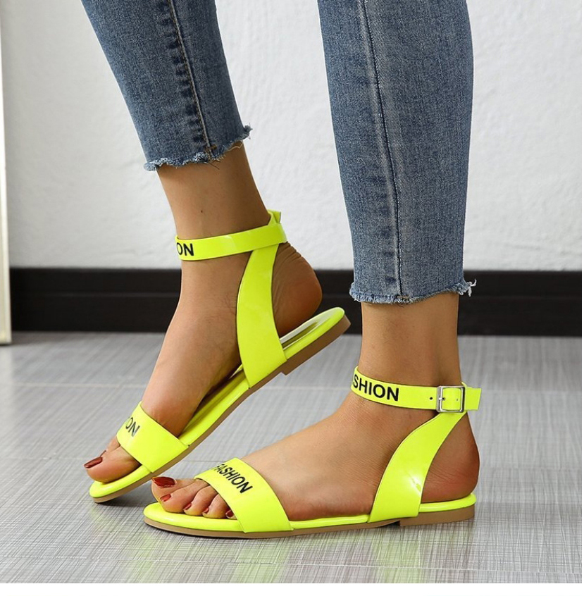Fashion Black Flat Buckle Sandals,Slippers