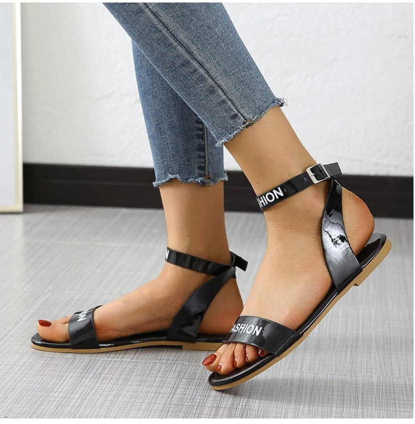 Fashion Rose Red Flat Buckle Sandals,Slippers