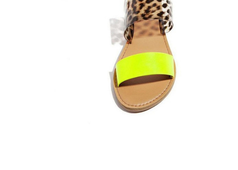 Fashion Leopard Yellow Snake Print Flat Sandals,Slippers