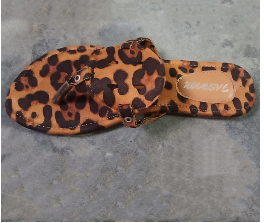 Fashion Leopard Print Leopard Carved Sandals,Slippers