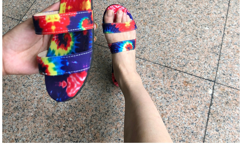 Fashion Suit Flat Bottom Rainbow Open-toe Sandals,Slippers