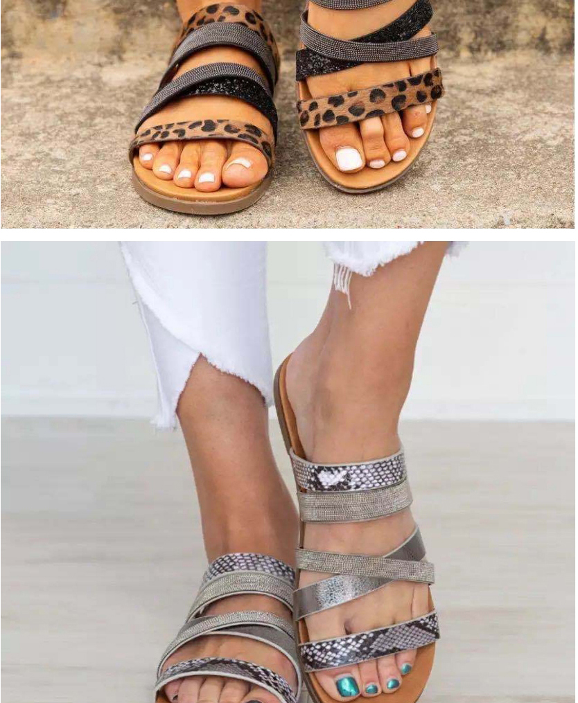Fashion Leopard Print Leopard Flat Sandals,Slippers