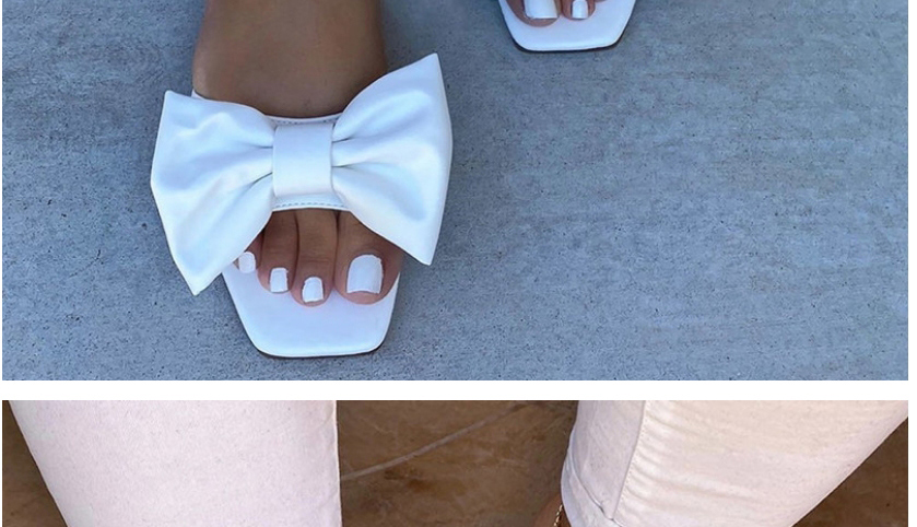 Fashion White Bow Flat Beach Sandals,Slippers