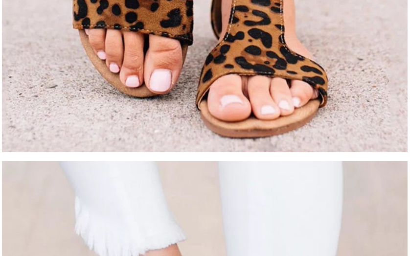 Fashion Leopard Print Flat Open Toe Leopard Sandals,Slippers