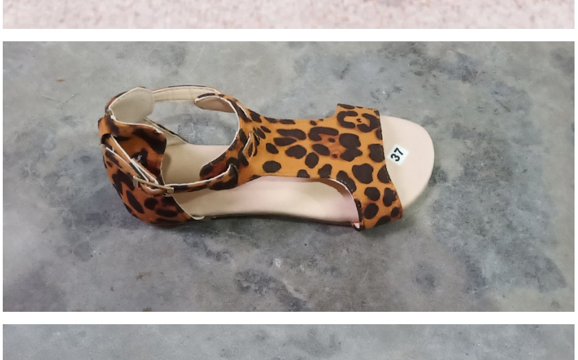 Fashion Black Flat Open Toe Leopard Sandals,Slippers
