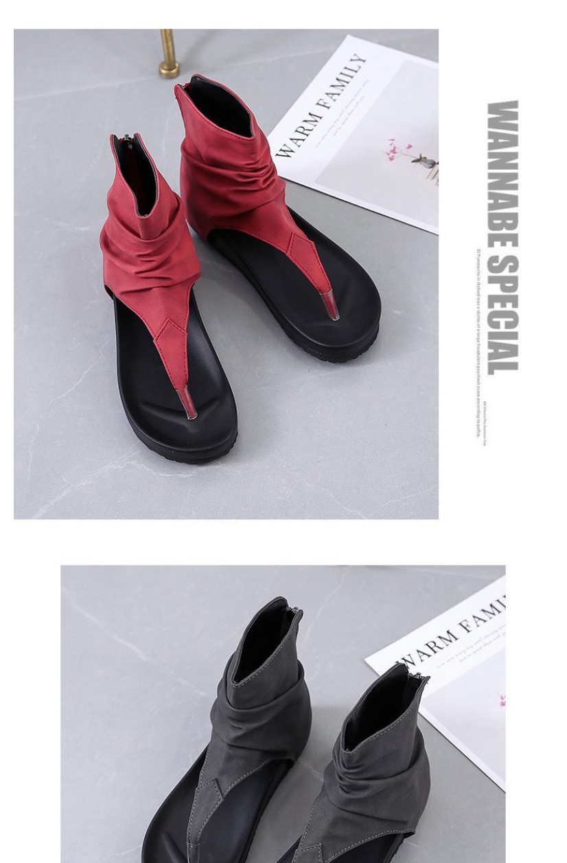 Fashion Wine Red Zipper Beach Sandals,Slippers