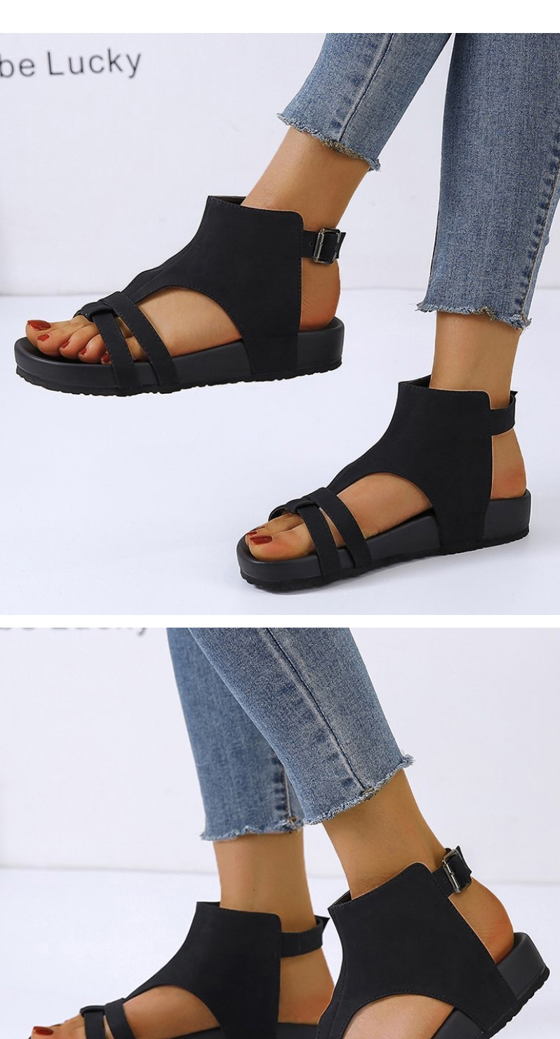 Fashion Brown Thick-bottom Belt Buckle Wisp Roman Sandals,Slippers
