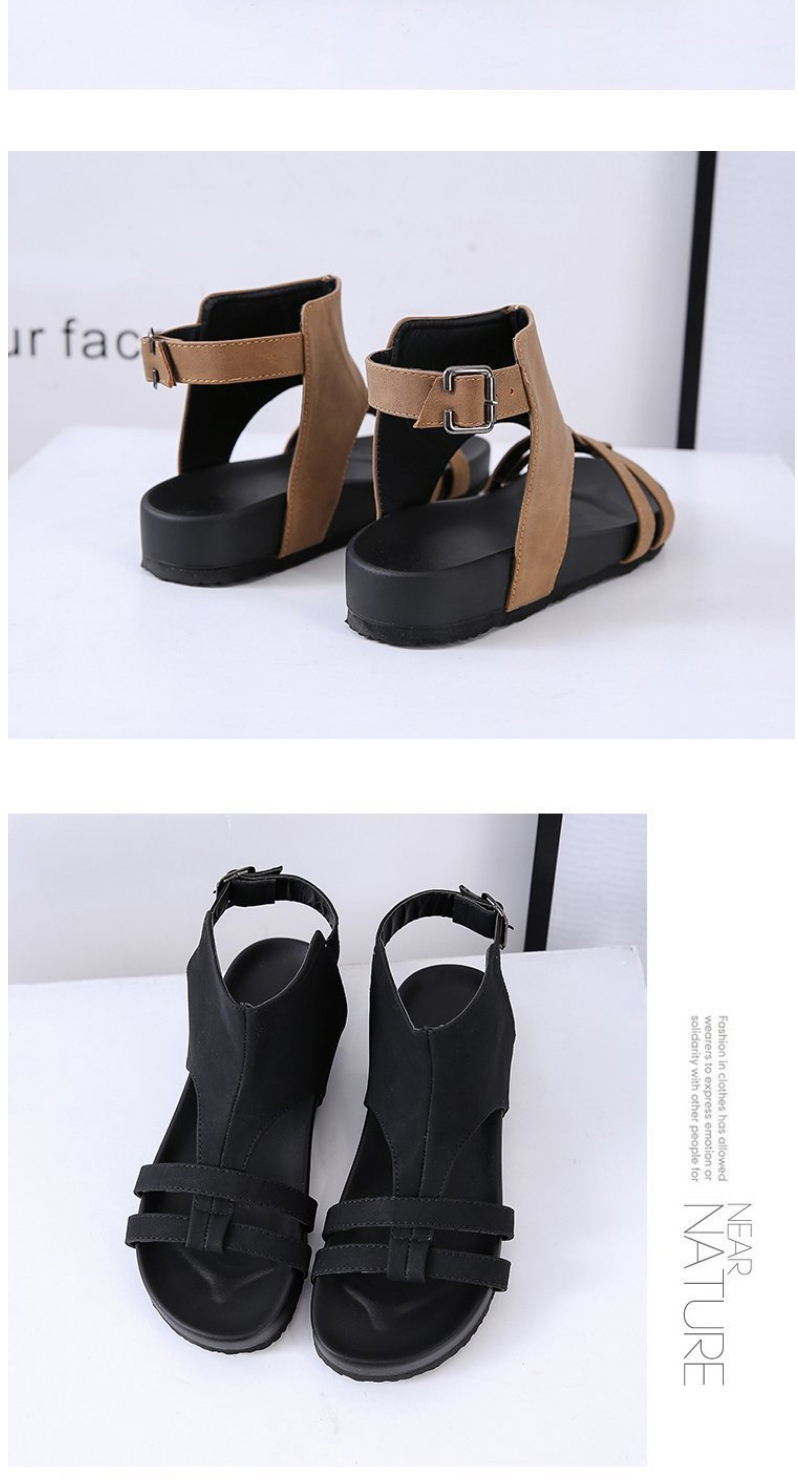 Fashion Black Thick-bottom Belt Buckle Wisp Roman Sandals,Slippers