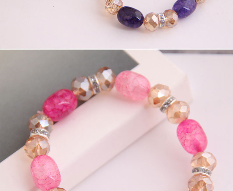 Fashion Purple Crystal Diamond Braided Elastic Bracelet,Fashion Bracelets