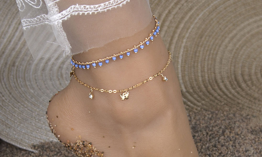 Fashion Golden Seashell Beads Beaded Alloy Double Anklet,Fashion Anklets