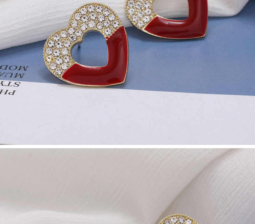 Fashion Red Love Diamond Earrings,Stud Earrings