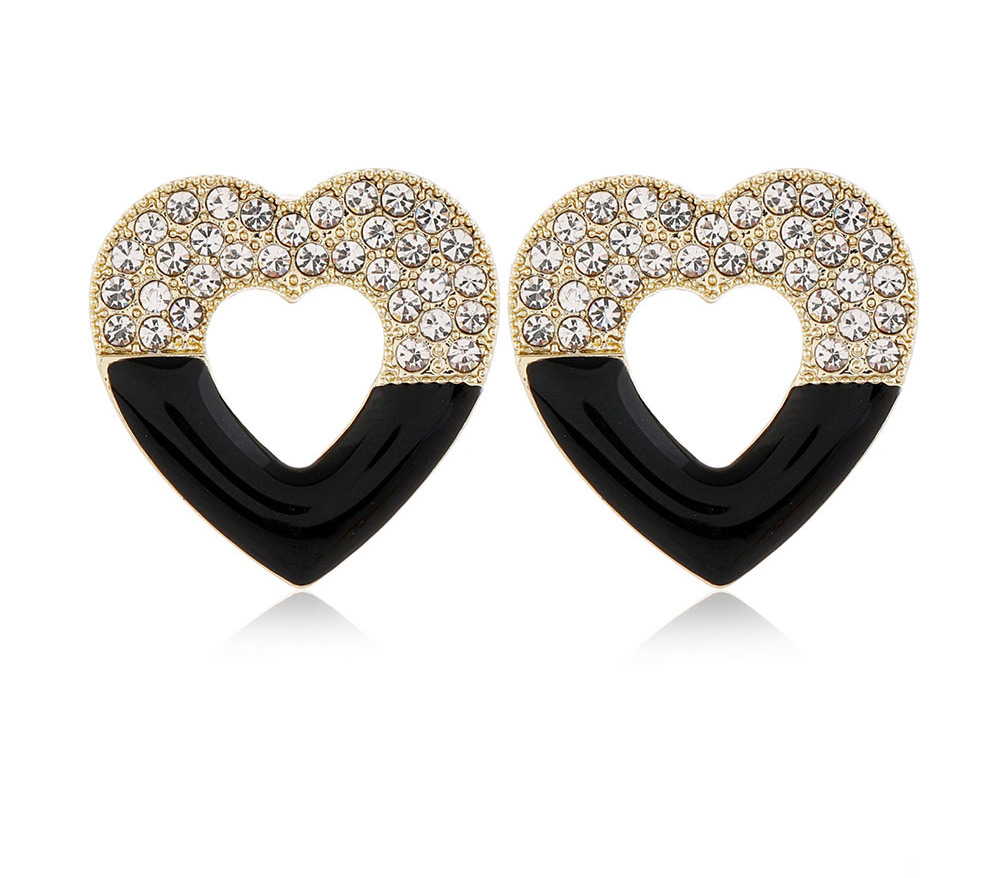 Fashion Black Love Diamond Earrings,Stud Earrings
