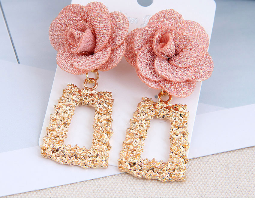 Fashion Pink Geometric Alloy Flower Earrings,Stud Earrings