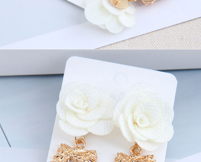 Fashion White Geometric Alloy Flower Earrings,Stud Earrings