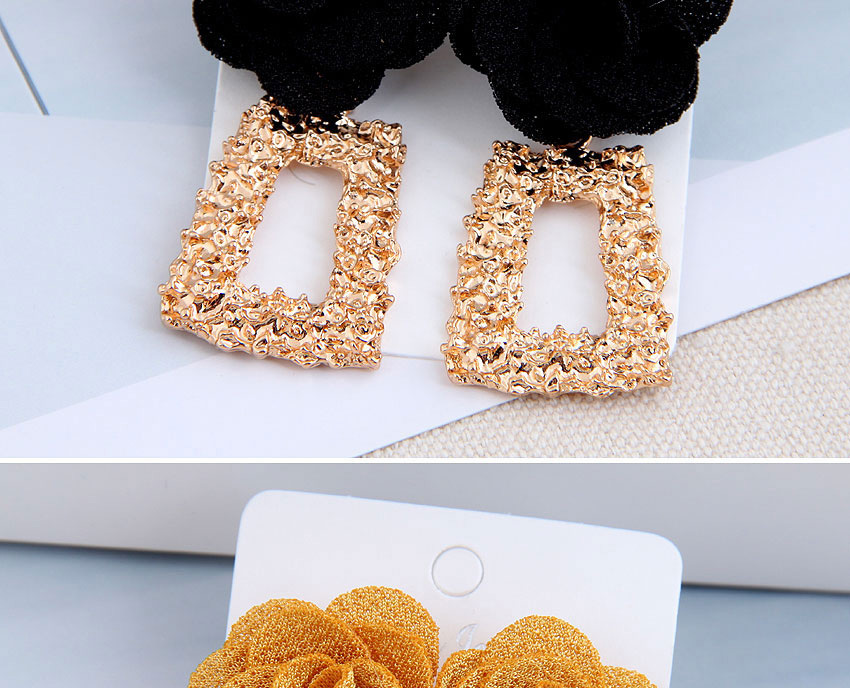 Fashion Black Geometric Alloy Flower Earrings,Stud Earrings