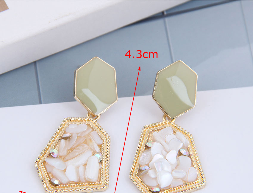 Fashion White Geometry Oil Drop Alloy Earrings With Crushed Stone,Stud Earrings